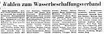 Zeitungsausschnitt von 1969, vierspaltige Meldung mit der Überschrift "Wahlen zum Wasserbeschaffungsverband"